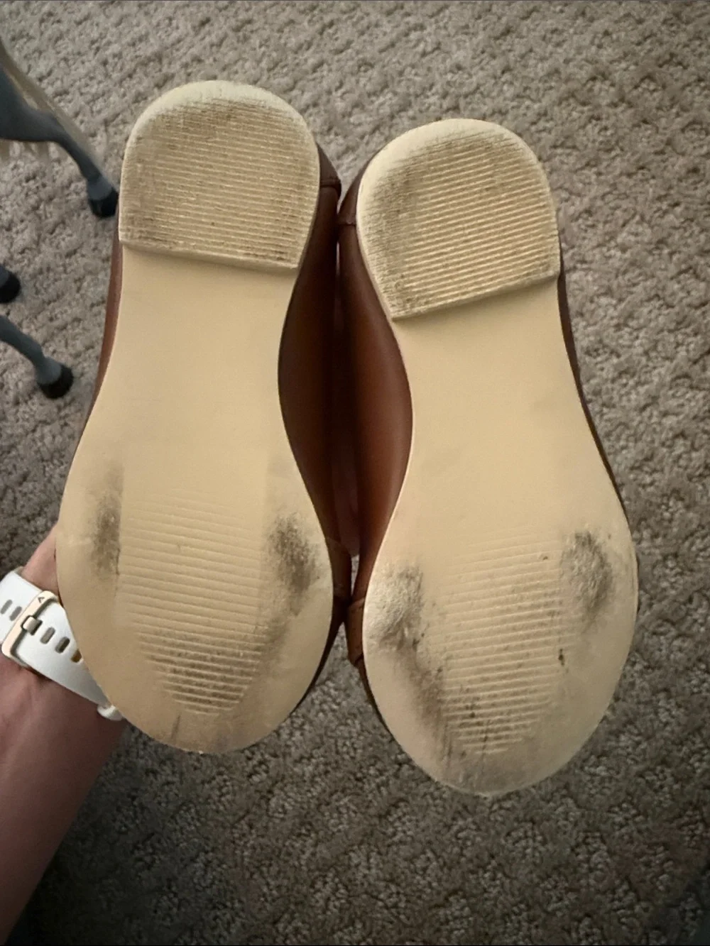 Janie and Jack Girls' Tan Leather Mary Jane Flats with Gold Bit